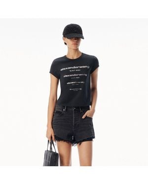 Alexander Wang Crystal Gradient Logo Fitted Tee - Black