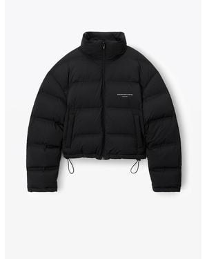 Alexander Wang Jacquard Channel Cropped Puffer W/ Reflective Logo - Black