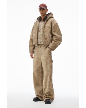 Alexander Wang Hooded Workwear Jacket With Weathered Flocking - Natural