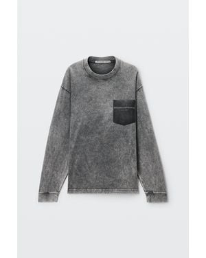 Alexander Wang Long Sleeve Tee W/ Shadow Pocket Graphic - Gray