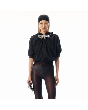 Alexander Wang Pleated Neckline Hoodie - Black