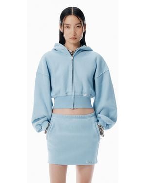 Alexander Wang Light Blue Cropped Zip-up Hoodie