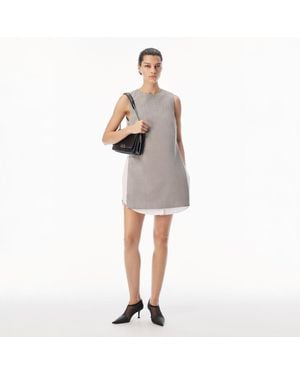 Alexander Wang Shift Dress With Zip Side Panels And Shirt Underlay - Grey