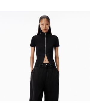Alexander Wang Rashguard Mock Neck Top - Black