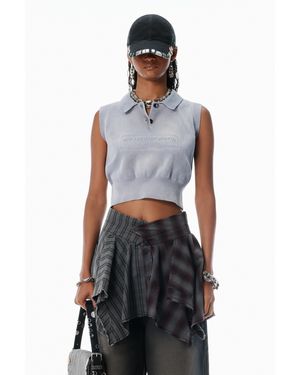 Alexander Wang Cotton-Blend Chenille Logo Polo - Grey