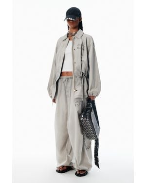 Alexander Wang Grey Parachute Trousers With Logo Print