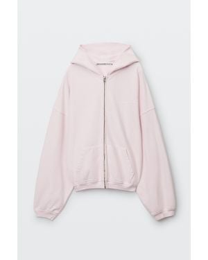 Alexander Wang Logo Print Oversized Zip-Up Hoodie - Pink
