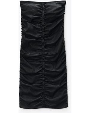 Alexander Wang Ruched Leather Strapless Mini Dress - Black