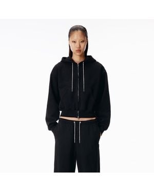 Alexander Wang Crystal Drawcord Zip-Up Hoodie - Black