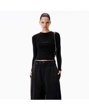 Alexander Wang Jacquard Logo Long Sleeve Crewneck - Black