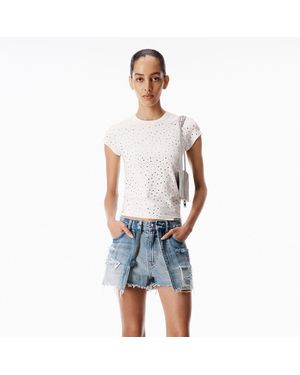 Alexander Wang Crystal Hotfix Baby Tee - Blue