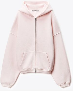 Alexander Wang Crystal Hotfix Zip-Up Hoodie - Pink