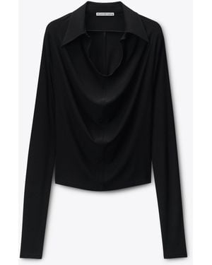 Alexander Wang Cowl Placket Top - Black