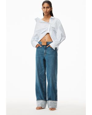 Alexander Wang Crystal Cuff Straight Jean In Denim - Blue
