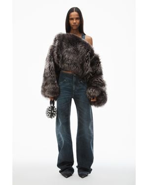 Alexander Wang Clear Crystal Hotfix Moto Pant In Cotton Denim - Black