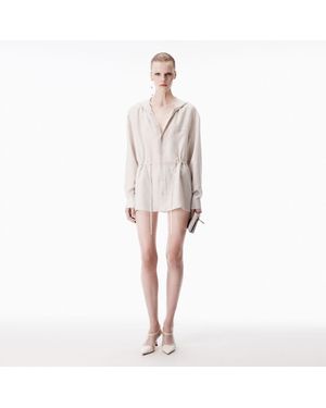 Alexander Wang Ruched Waist Hoodie Dress - White