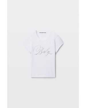 Alexander Wang Crystal Hotfix Graphic Fitted Tee - White