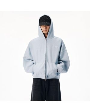 Alexander Wang Crystal Embellished Oversized Zip-Up Hoodie - Blue