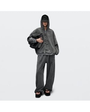 Alexander Wang Crystal Hotfix Mid-Rise Oversized Sweatpant - Black