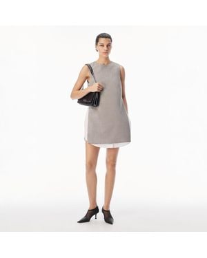 Alexander Wang Shift Dress With Zip Side Panels And Shirt Underlay - Grey