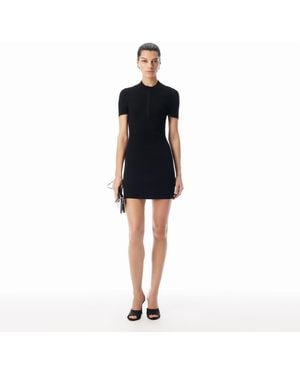 Alexander Wang Debossed Logo Mock Neck Dress - Black