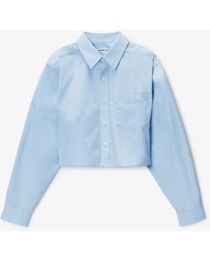 Alexander Wang Embroidered Logo Cropped Shirt - Blue