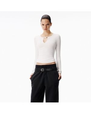 Alexander Wang V-Neck Metal Logo - White