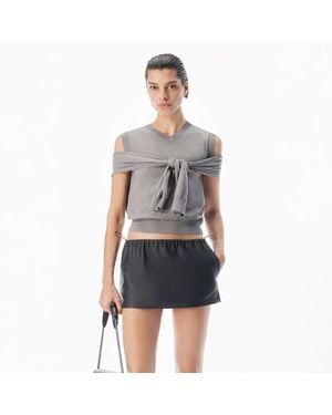 Alexander Wang Layered V-Neck Vest With Tie-Front Cardigan Detail - Grey