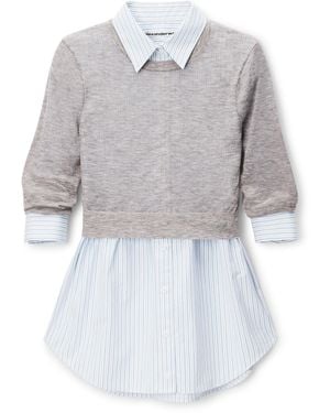 Alexander Wang Sheer Crewneck Sweater Button Up - White