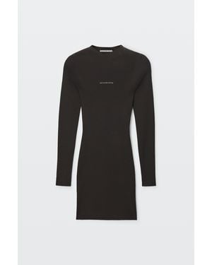 Alexander Wang Textured Logo Crewneck Dress - Black