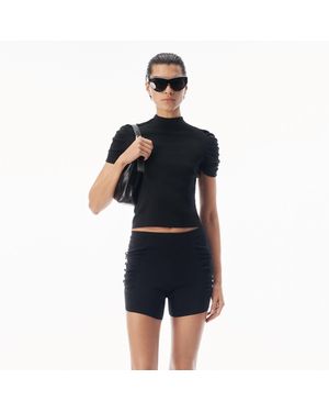 Alexander Wang Ruched Sleeve Short Sleeve Crewneck - Blue