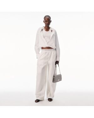 Alexander Wang Mid-Rise Pleated Wide-Leg Pant With Logo Elastic Waist - White