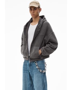Alexander Wang Men's Oversize Zip-up Hoodie In Cotton Terry - Blue