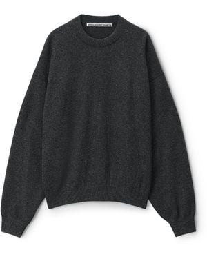 Alexander Wang Crystal Hotfix Crewneck Pullover - Black