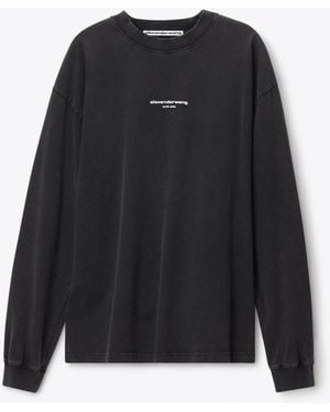 Alexander Wang Long Sleeve Tee W/ Logo Print - Black