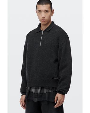 Alexander Wang Long Sleeve Zip Polo - Black