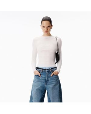 Alexander Wang Jacquard Logo Long Sleeve Crewneck - Blue