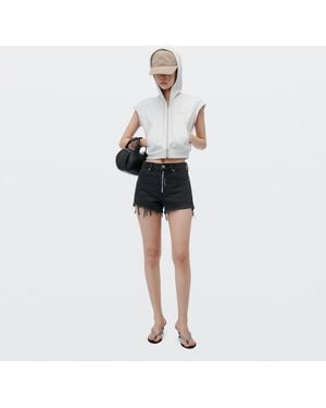 Alexander Wang Crystal Hotfix Logo Fly Relaxed Short - Black