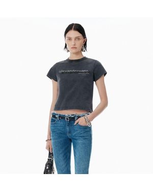 Alexander Wang Cotton Shrunken Logo Tee - Blue