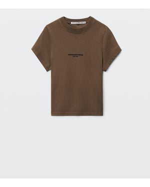 Alexander Wang Logo Print Shrunken Short Sleeve Tee - Brown