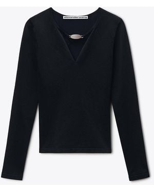 Alexander Wang V-Neck Metal Logo - Black