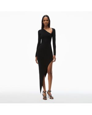 Alexander Wang Asymmetric Long-Sleeve Bodycon Midi Dress - Black