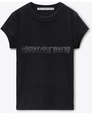 Alexander Wang Crystal Hotfix Logo Cotton Baby Tee - Black