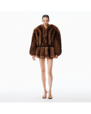 Alexander Wang Faux Fur Cropped Jacket - Brown