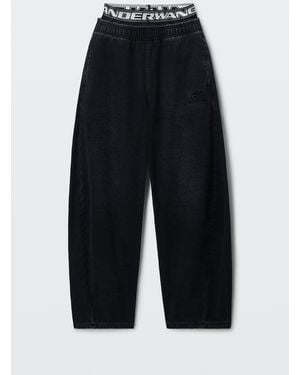Alexander Wang Logo Elastic Brushed Denim Sweatpant - Blue