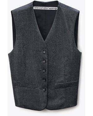 Alexander Wang Crystal Hotfix Tailored Vest - Black