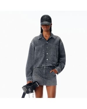 Alexander Wang Cropped Long Sleeve Shirt - Blue
