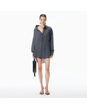 Alexander Wang Pre-Styled Off-Shoulder Shirtdress - Blue
