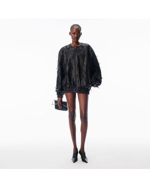 Alexander Wang Leather Cutout Bomber - Black