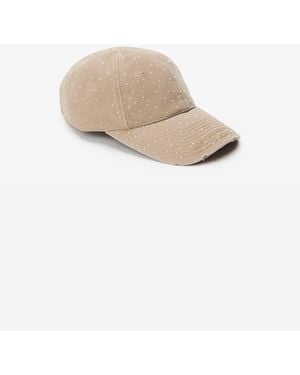 Alexander Wang Crystal Hotfix Distressed Baseball Cap - Natural